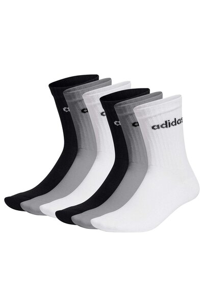 adidas Unisex Socken, 6er Pack - Linear Crew Cushioned, Logo, gepolstert, ein...