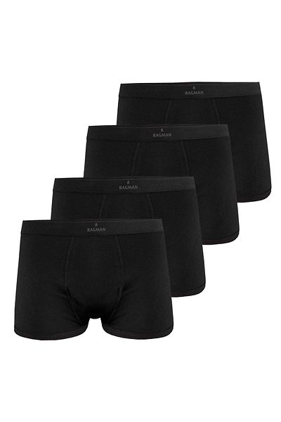 Ragman Herren Boxershorts, 4er Pack - Unterwäsche, Unterhose, Baumwollmischung, Logo, einfarbig