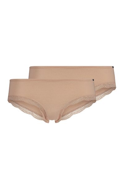 Skiny Damen Slips, 2er Pack - Cheeky Panty DP, Classic Cotton, Spitze, Baumwoll-Stretch