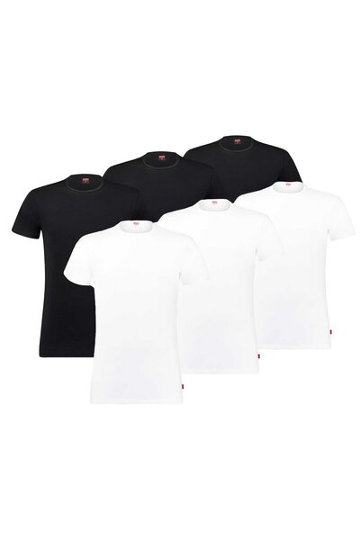 Levi's Herren T-Shirts, 6er Pack - Rundhals 6P ECOM, Kurzarm, einfarbig