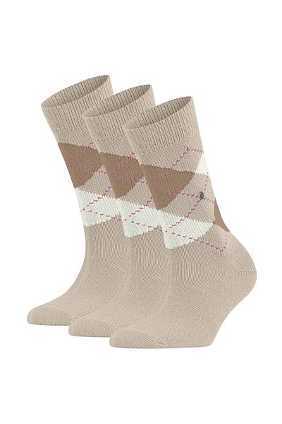Burlington Damen Socken WHITBY 3er Pack - Kurzstrumpf, Rautenmuster, Onesize, 36-41
