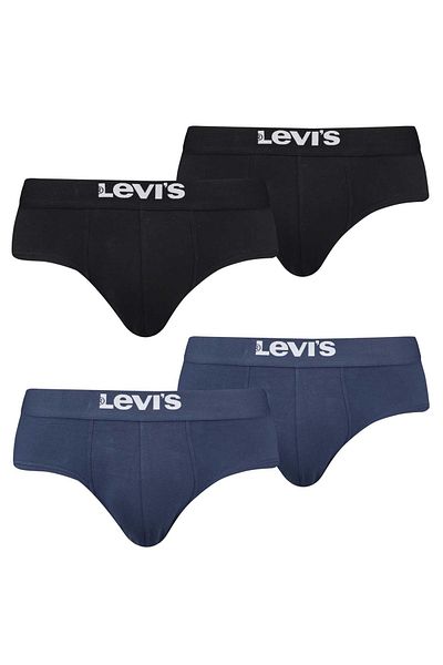 Levi's LEVI´S Herren Slips, 4er Pack - Solid Basic Brief Organic, Logobund