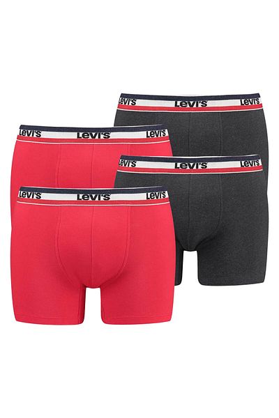 Levi's LEVI´S Herren Boxershorts, 4er Pack - Sportswear Boxer Brief Organic, Logobund