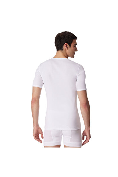 Schiesser Herren 1/2 Arm T-Shirt 2er Pack - Jacke, Unterhemd, Cotton Essentials, Feinripp