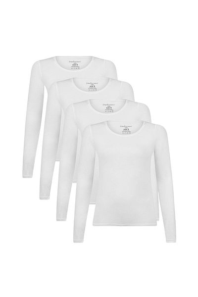 Bamboo Basics Damen T-Shirt, 4er Pack - LARA Longsleeve, Unterhemd, Rundhals, uni