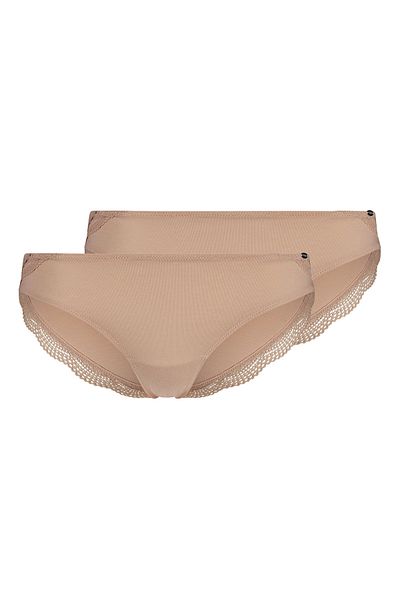 Skiny Damen Slips, 2er Pack - Rio Slip DP, Classic Cotton, Spitze, Baumwoll-Stretch