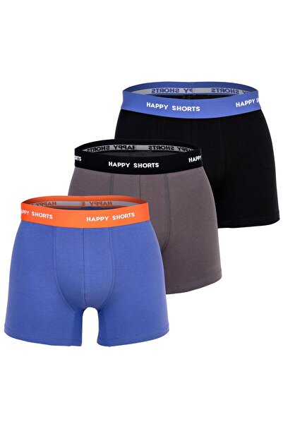 Happy Shorts Herren Boxer Shorts, 3er Pack - Retro Jersey, Logobund