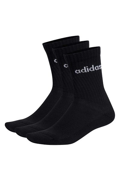 adidas Unisex Socken, 3er Pack - Linear Crew Cushioned, Logo, gepolstert, einfarbig