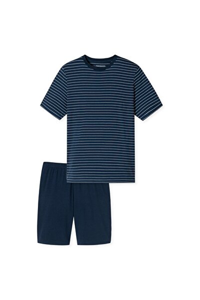 Schiesser Herren Schlafanzug, kurz - Casual Essentials, Rundhals, Baumwolle