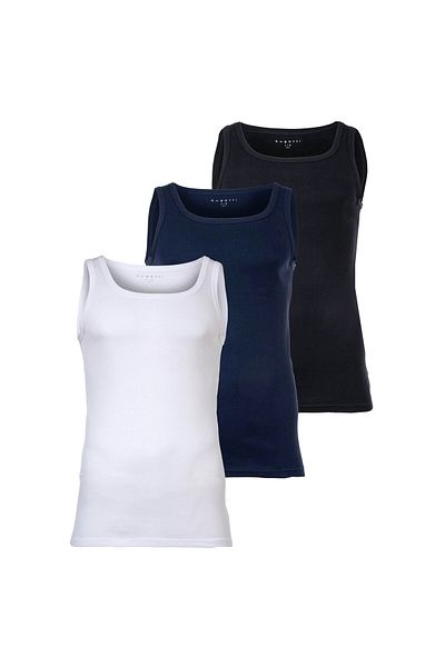 BUGATTI Herren Unterhemden, 3er Pack - Feinripp, Baumwolle, einfarbig