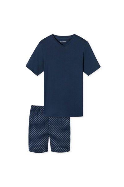 Schiesser Herren Schlafanzug, kurz - Casual Essentials, V-Ausschnitt, Baumwolle
