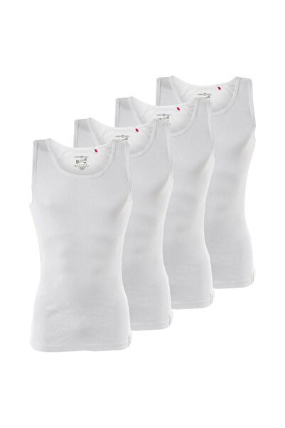 Mustang Herren Unterhemd 4er Pack - Tanktop, Doppelripp True Denim, S-XXL