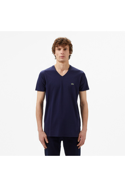 Lacoste Erkek Slim Fit V yaka Lacivert T-Shirt