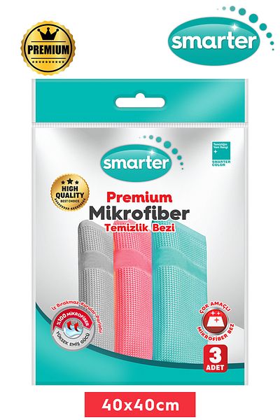 SMARTER Premium Microfiber Cleaning Cloth 3 Pieces (40X40)