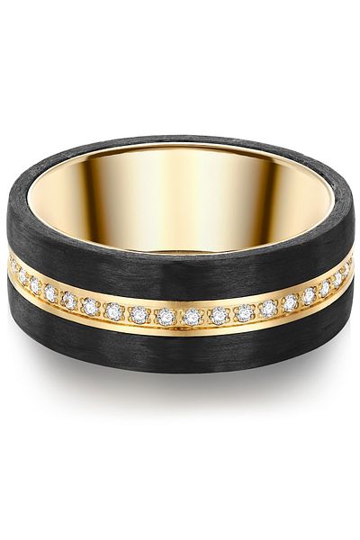 Trilani Edelstahlring Yüzük Edelstahl gelbgold Zirkonia weiß