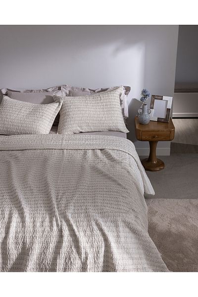 Madame Coco Beige Petite Double Cotton Bedspread