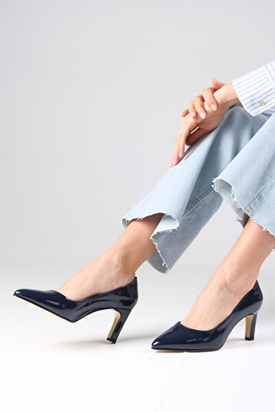 Mio Gusto Lita Lacivert Renk Rugan Kadın Stiletto Topuklu Ayakkabı