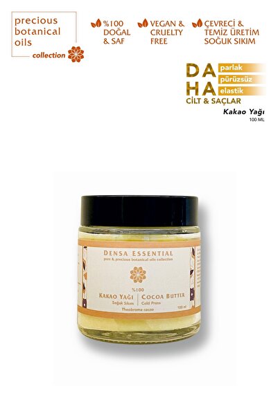 Densa Essential Kakao Yağı 100 ml - Yenilebilir - Katkısız - Soğuk Sıkım %100 Saf ve Doğal