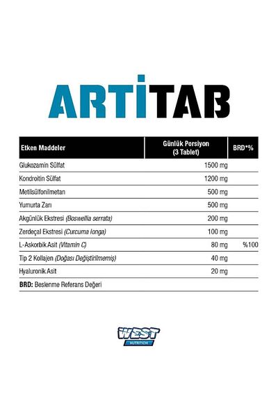 West Nutrition Artitab Glucosamine and Chondroitin Msm - 1500 Mg 90 Tablets