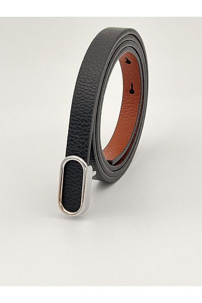 Descoin Imported Oval Silver Buckle Thin Belt, Trouser Belt, Shirt Belt, Jacket Belt