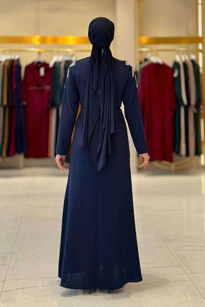 Bym Fashion Βραδινό φόρεμα με πέτρινη λεπτομέρεια 3916 Navy Blue