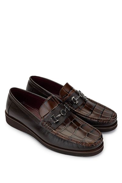Tamer Tanca Men's Genuine Leather Brown Loafer Shoes