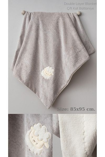 Bebitof Baby Velvet Patterned Bebitof Blanket - Lamb Patterned, 95X83 Cm, 55004