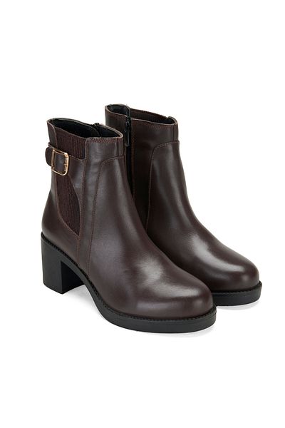 Desa Women's Brown Heeled Leather Boots