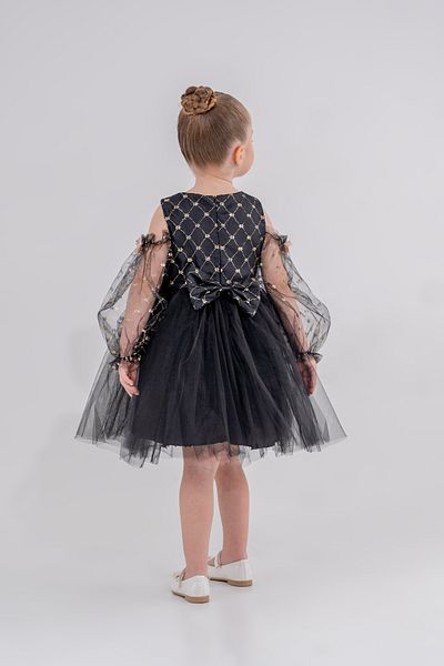 Eray Kids Βραδινό φόρεμα για κορίτσια Ασημένιο λουλούδι με λεπτομέρεια από τον ώμο μανίκια από τούλι 4-7 ετών
