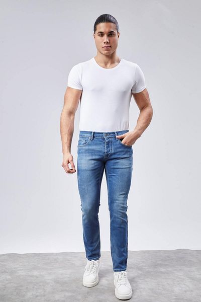 CEDY DENIM Slim Fit Jean Joe Regular Waist Slim Fit Strečové džínové kalhoty C300-světle modré