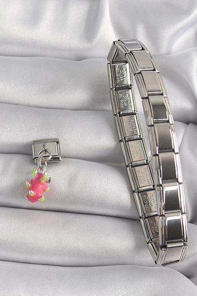 Clariss 316L Steel Silver Color Dangle Dragon Fruit Model Nomination Charm