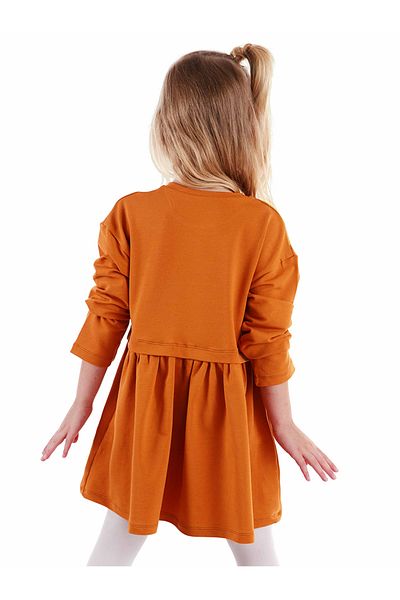 Denokids Langärmliges oranges Leopardenkleid für Mädchen - elastische Taille