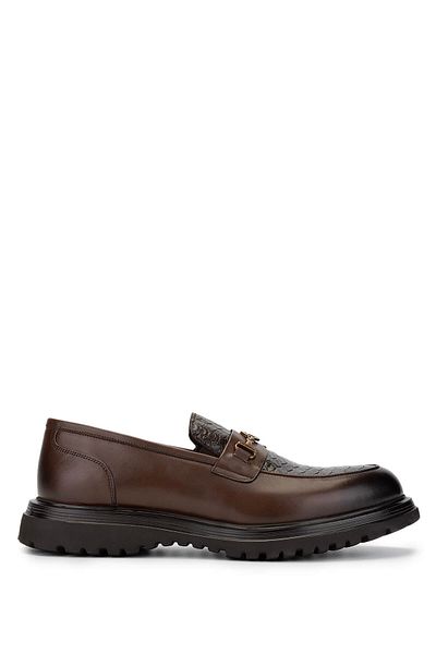 Tamer Tanca Men's Genuine Leather Brown Loafer Shoes
