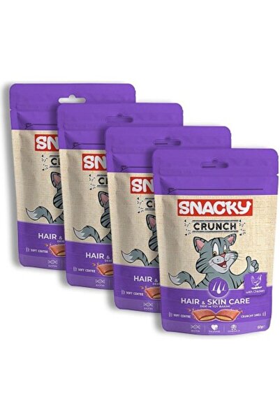 Genel Markalar Crunch Kedi Ödül Maması - Hair & Skin Care - Tavuklu - 4'lü Paket
