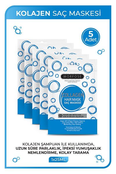 Morfose Collagen Hair Mask 25 ml 5 Pieces - Dry and Fragile Hair