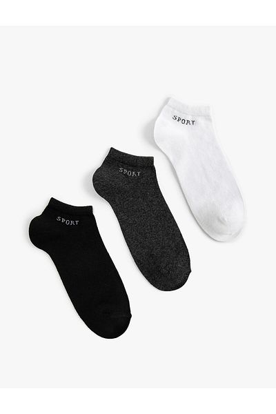 Koton Ciorapi sport Botine 3 piese Slogan multicolor brodat
