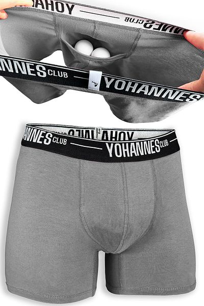 Yohannes Club YohannesClub Ανδρικός Γκρι Μελανζ Βαμβακερό Μπόξερ - Μονό, Ειδική Θήκη