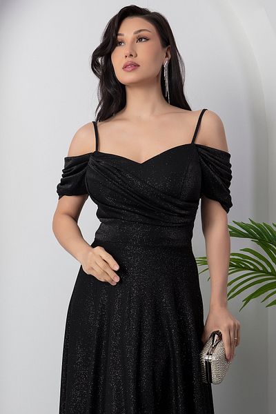 PULLIMM Rochie cu sclipici cu bretele fără umăr 39949