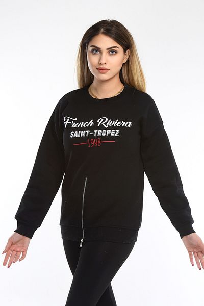 NEWCO SWEATSHIRT CU DETALII CU FERMOAR CU PRINT