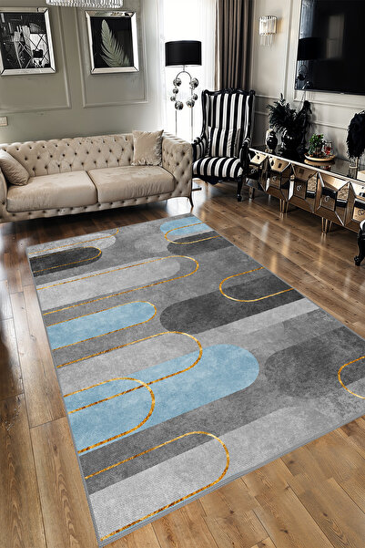 YTR HOME Dijital Baskı Yıkanabilir Kaymaz Taban Dekoratif Salon Mutfak Halısı...