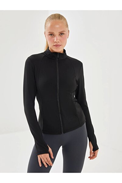 LC Waikiki Дамски суитшърт с цип и яка стойка Xside Active, черен