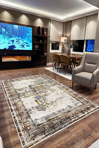 YTR HOME Dijital Baskı Yıkanabilir Kaymaz Taban Dekoratif Salon Mutfak Halısı...