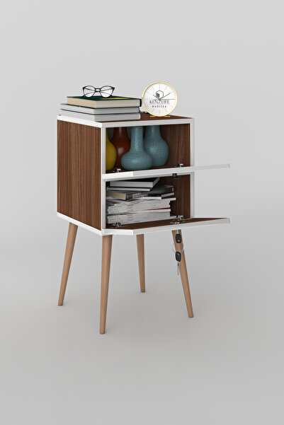 Kenzlife Komodin Kilitli Sakura Cvz 74*39*39 Komidin Ahşap Ayaklı Kitaplık Ayakkabılık Kapaklı Arkalıklı