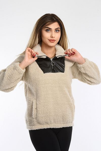 abawax Leather Detail Plush Sweatshirt