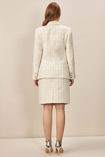 Guitar Kruvaze Yaka Ekru Blazer