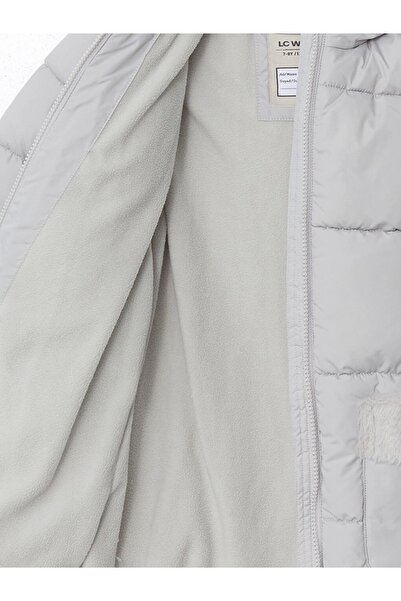 LC Waikiki Lcw Kids Gray Hooded Coat for Girls