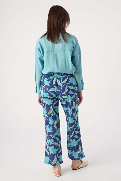 ALLDAY Navy Blue Patterned Comfortable Fit Trousers with Elastic Waist