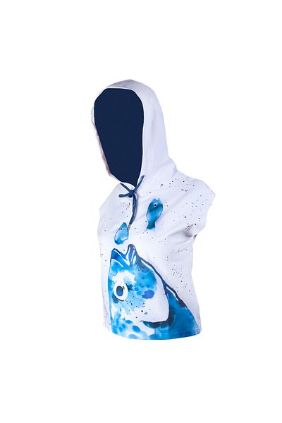 ANEMOSS Sea Bream Womens Sleeveless Hoodie Sweatshirt L Size