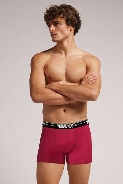 Yohannes Club Yohannesclub Men's Boxers - Special Pouch, Cotton, Single, Burgundy