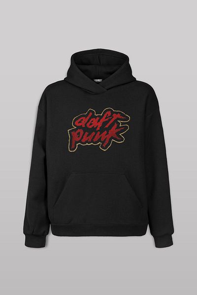 Kendim Seçtim Hanocă neagră unisex cu logo Daft Punk - Design de album cu glugă, muzică și acasă